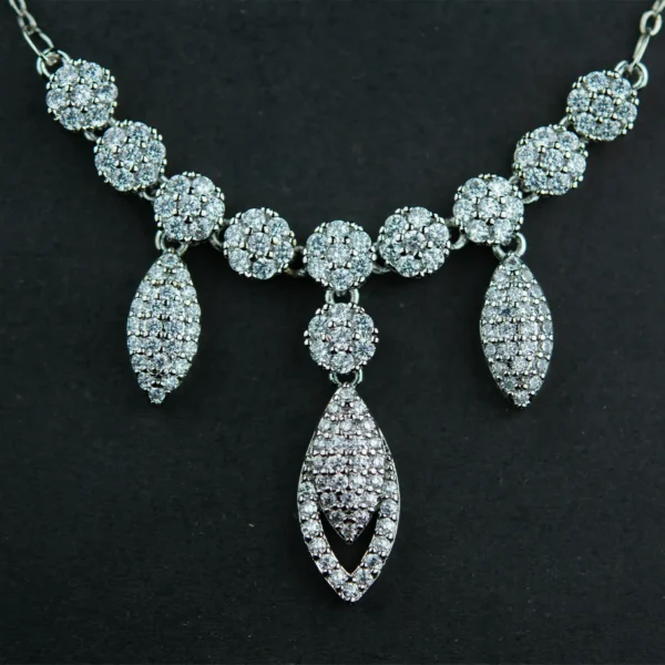 floral zirconia earrings and pendant set