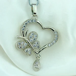 Flutter Heart pendant close-up with zirconia detail