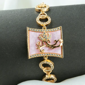 Elegant gold and rose bracelet with zirconia stones – Rose Whisper Bracelet