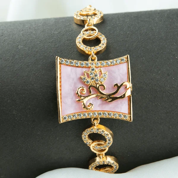 Elegant gold and rose bracelet with zirconia stones – Rose Whisper Bracelet