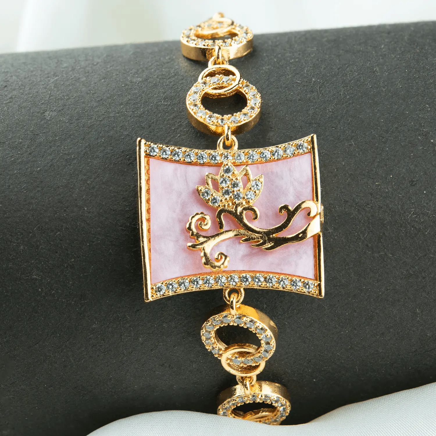Elegant gold and rose bracelet with zirconia stones – Rose Whisper Bracelet