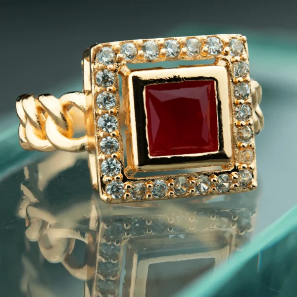 Ruby Royale faux ruby ring front view
