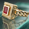 Gold-plated twisted band ring - Ruby Royale